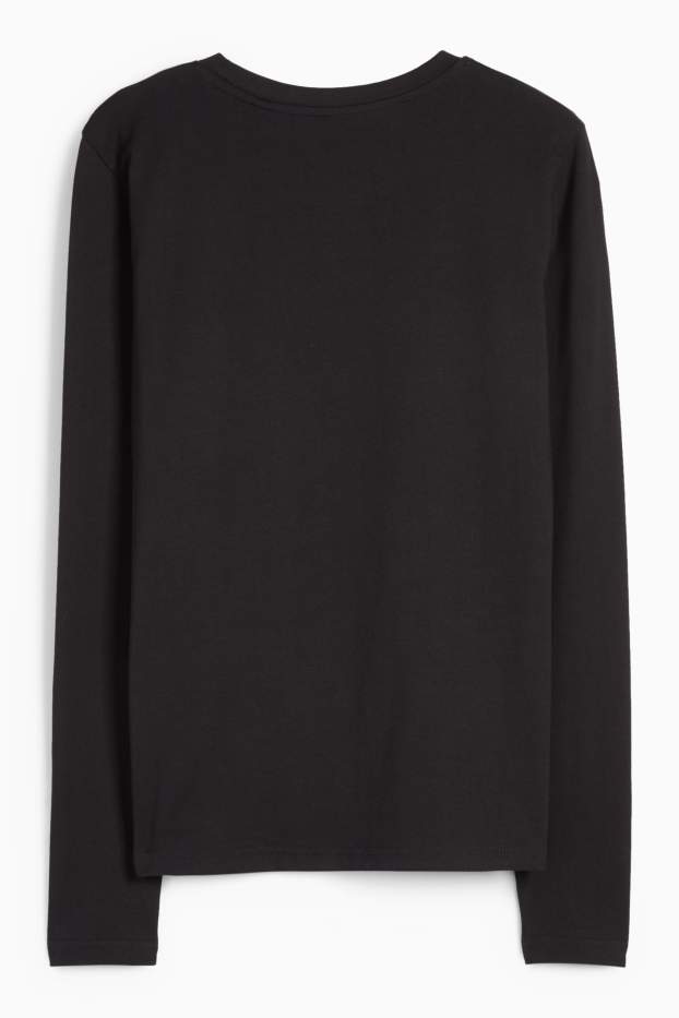 Femei - Tricou cu mânecă lungă - slim fit - negru