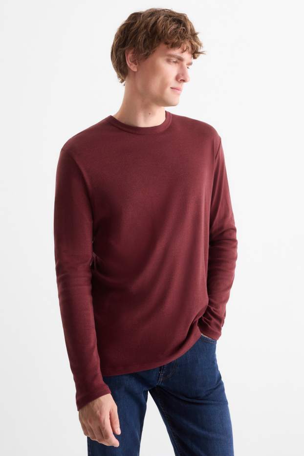 Heren - Longsleeve - bordeaux