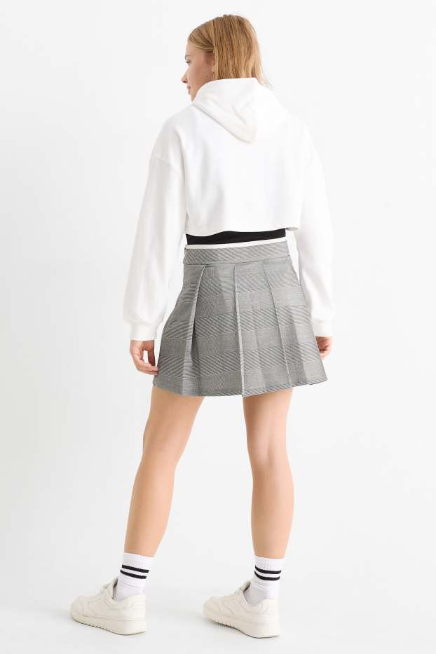 Children Girls - Skirt - check - white / black