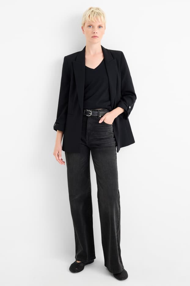 Femei - Wide leg jeans - talie înaltă - negru