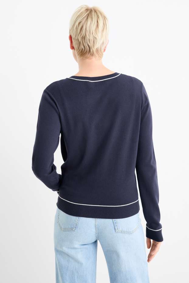 Femei - Cardigan tricotat - albastru închis