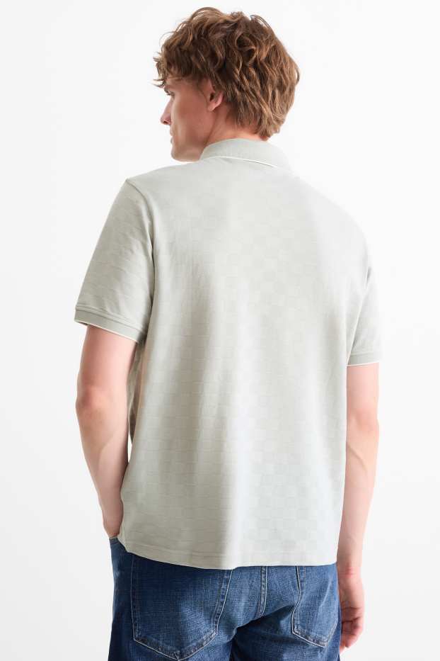 Herren - Poloshirt - Regular Fit - kariert - hellgrau
