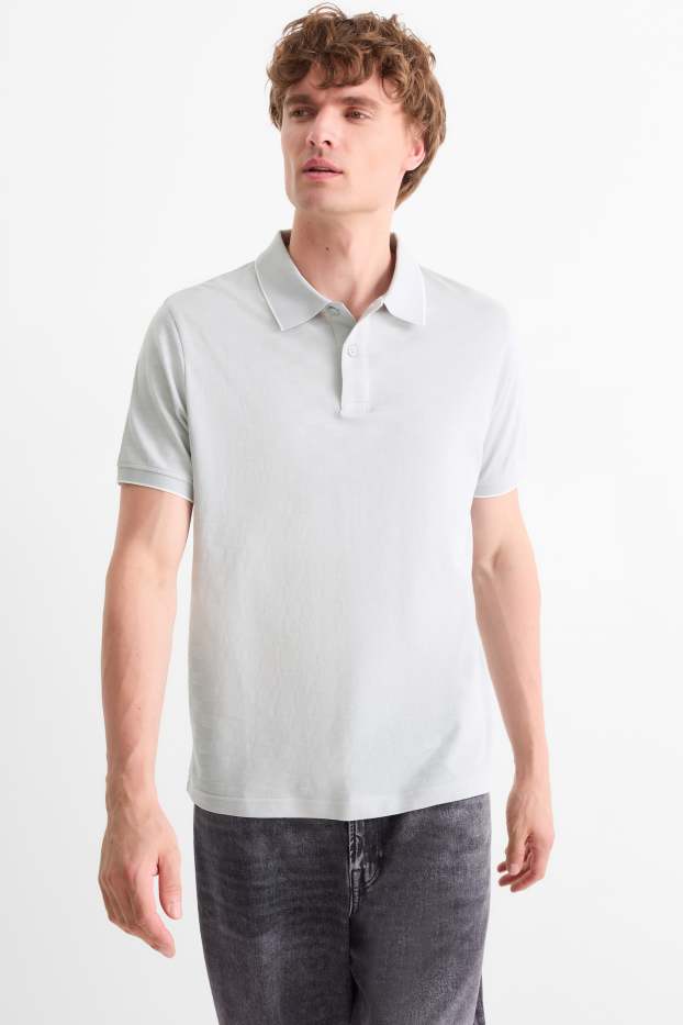 Bărbați - Tricou polo - regular fit - în carouri - gri deschis