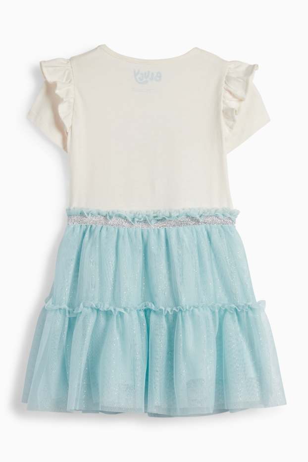 Copii - Fete - Bluey - rochie - aspect lucios - alb-crem