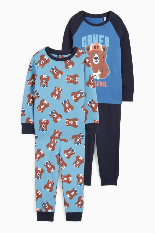 Copii - Băieți - Multipack 2 buc. - urs - pijama - 4 piese - albastru închis