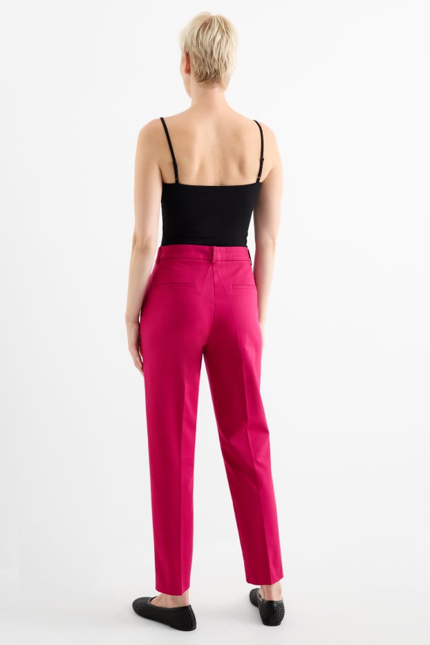 Femei - Pantaloni office - talie medie - slim fit - roz închis
