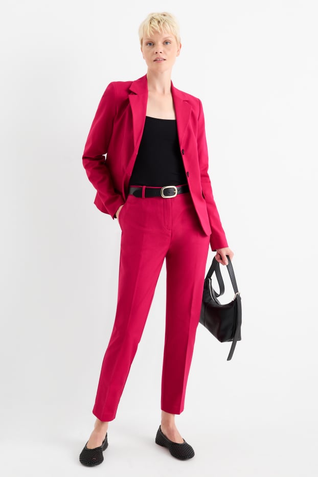 Femei - Pantaloni office - talie medie - slim fit - roz închis