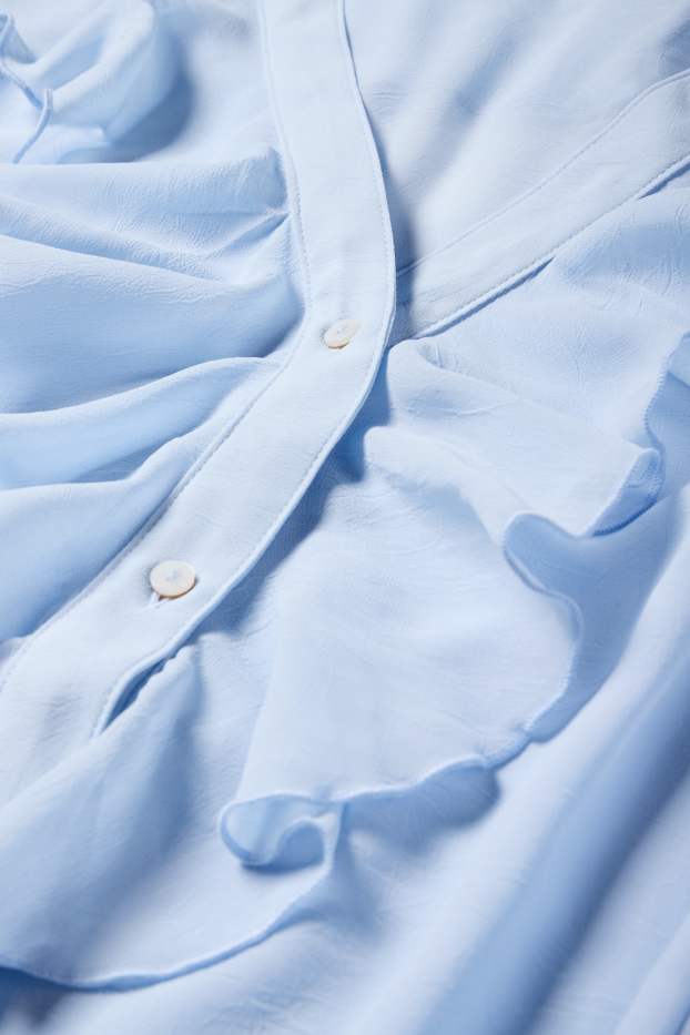 Women - V-neck blouse - light blue