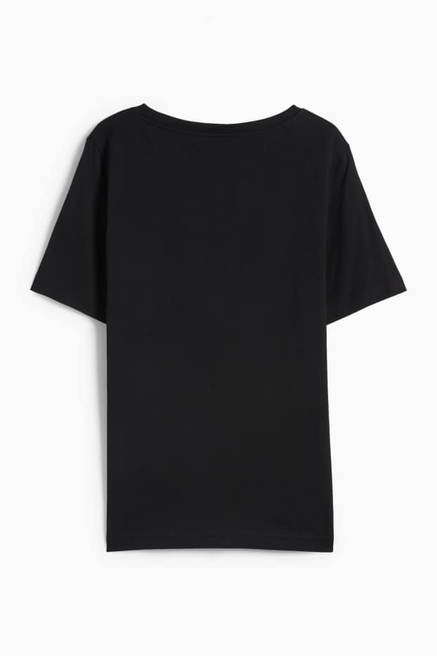 Femei - Tricou cu decolteu în V - Regular fit - negru