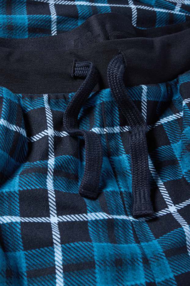Bărbați - Pantaloni de pijama din flanel - în carouri - albastru închis