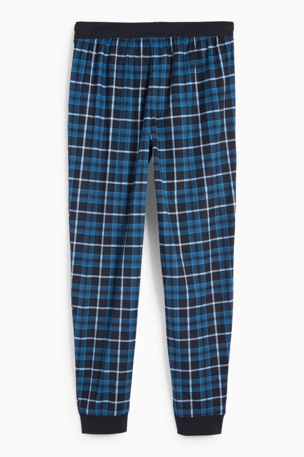 Bărbați - Pantaloni de pijama din flanel - în carouri - albastru închis