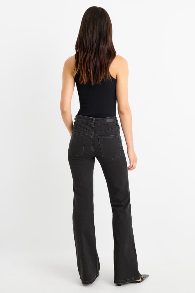 Femei - Flared jeans - talie medie - LYCRA® - denim-gri închis