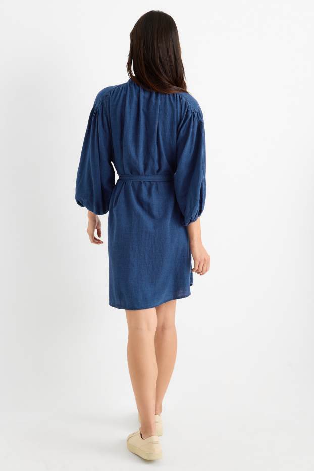 Femei - Rochie tip bluză din denim - denim-albastru