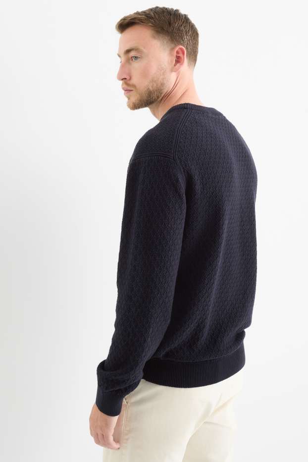 Uomo - Maglione - tramato - blu scuro