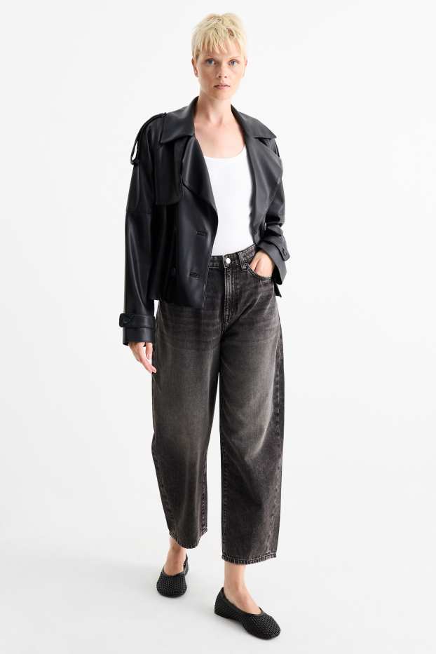 Dámské - Barrel jeans - high waist - džíny - tmavošedé