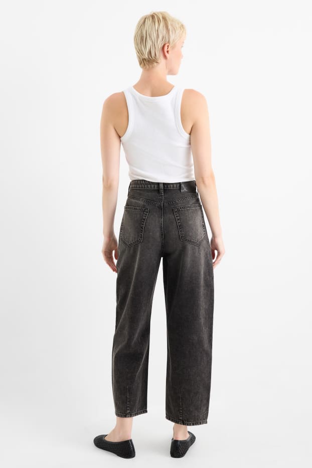 Dámské - Barrel jeans - high waist - džíny - tmavošedé