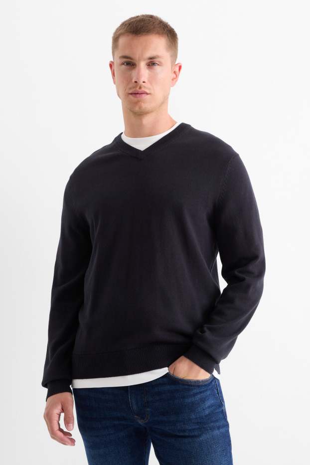 Herren - Feinstrick-Pullover - dunkelblau