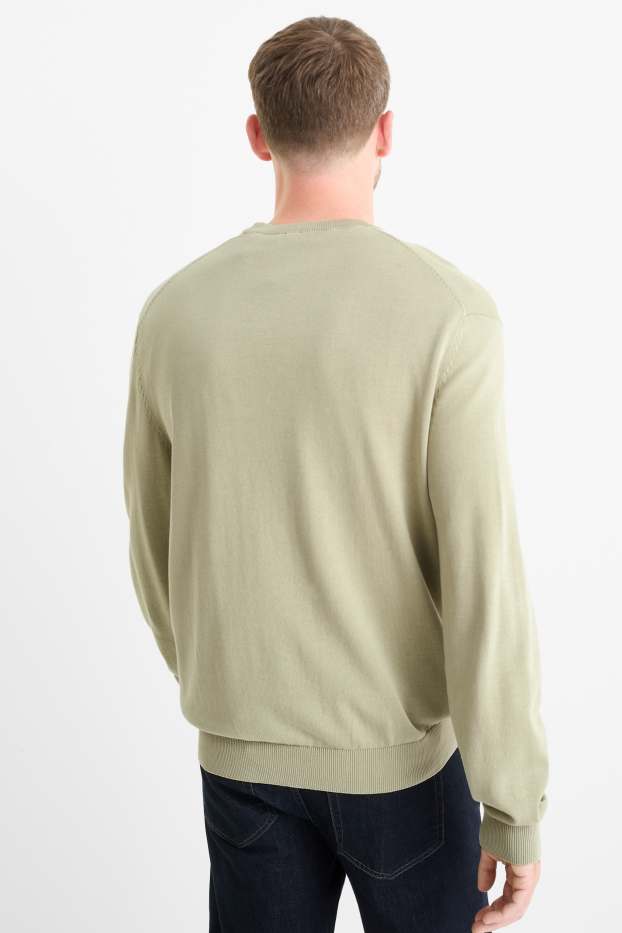 Bărbați - Pulover din tricot fin - verde deschis