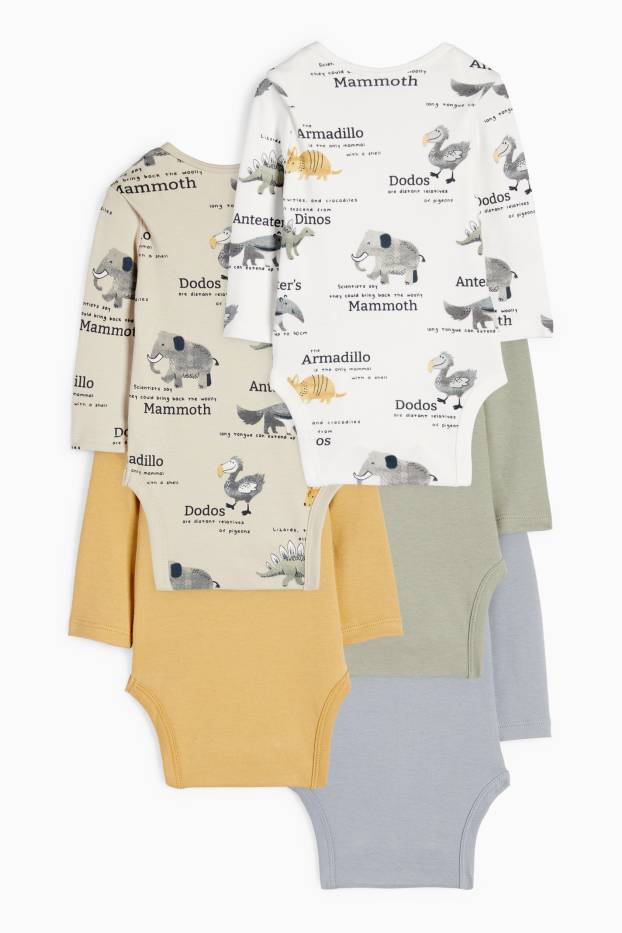 Unisex - Multipack 5 buc. - dinozaur, mamut și animale sălbatice - body bebeluși - verde