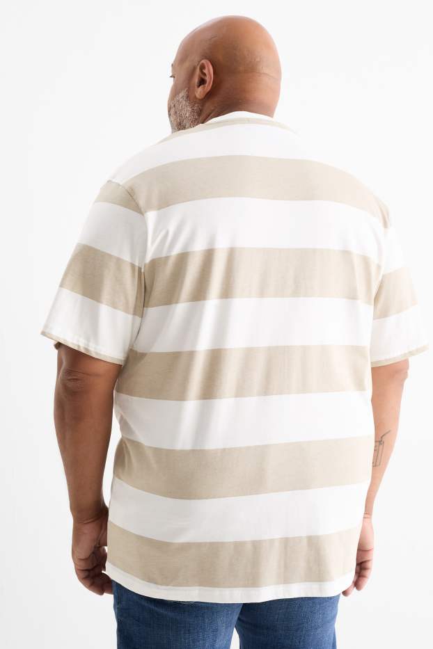 Bărbați - Tricou - relaxed fit - cu dungi - alb / bej