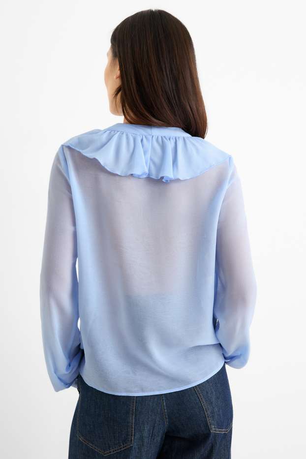 Women - V-neck blouse - light blue