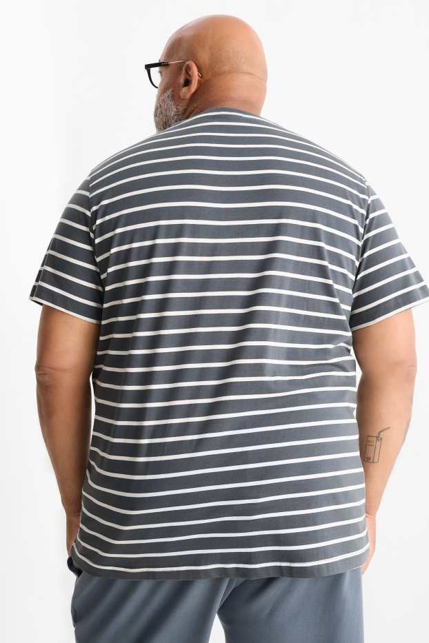 Bărbați - Tricou - regular fit - cu dungi - gri închis