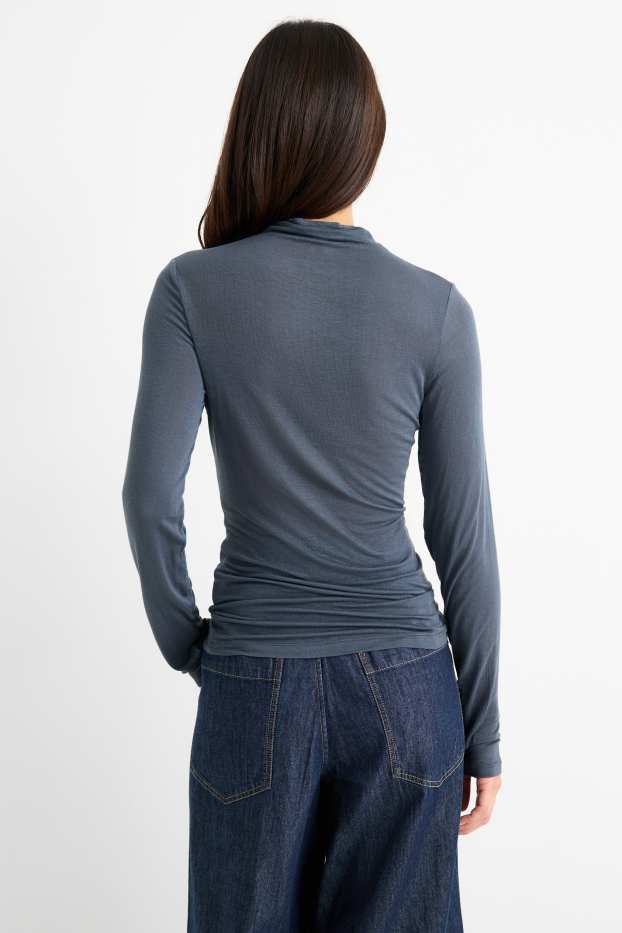 Dámské - Tričko s dlouhým rukávem - tmavomodrá