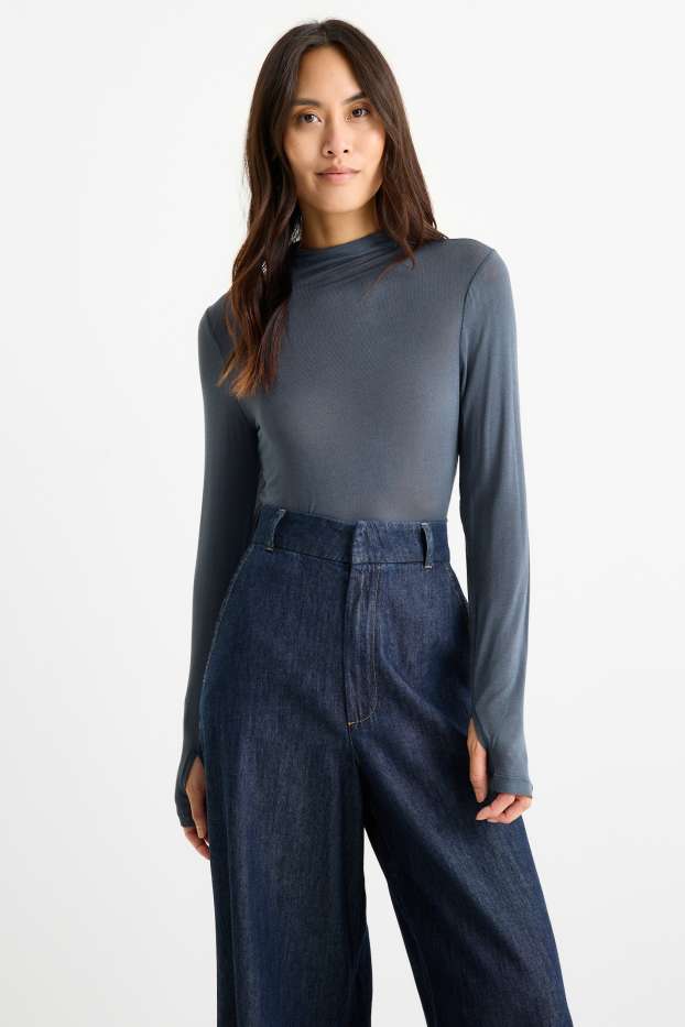 Dámské - Tričko s dlouhým rukávem - tmavomodrá