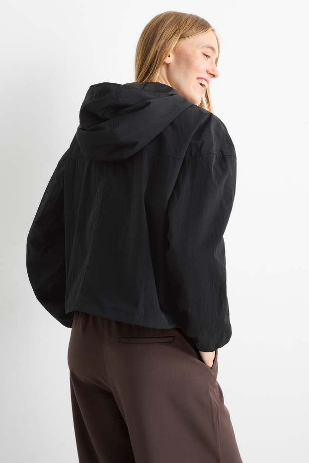 Women - Jacket with hood - water-repellent - black