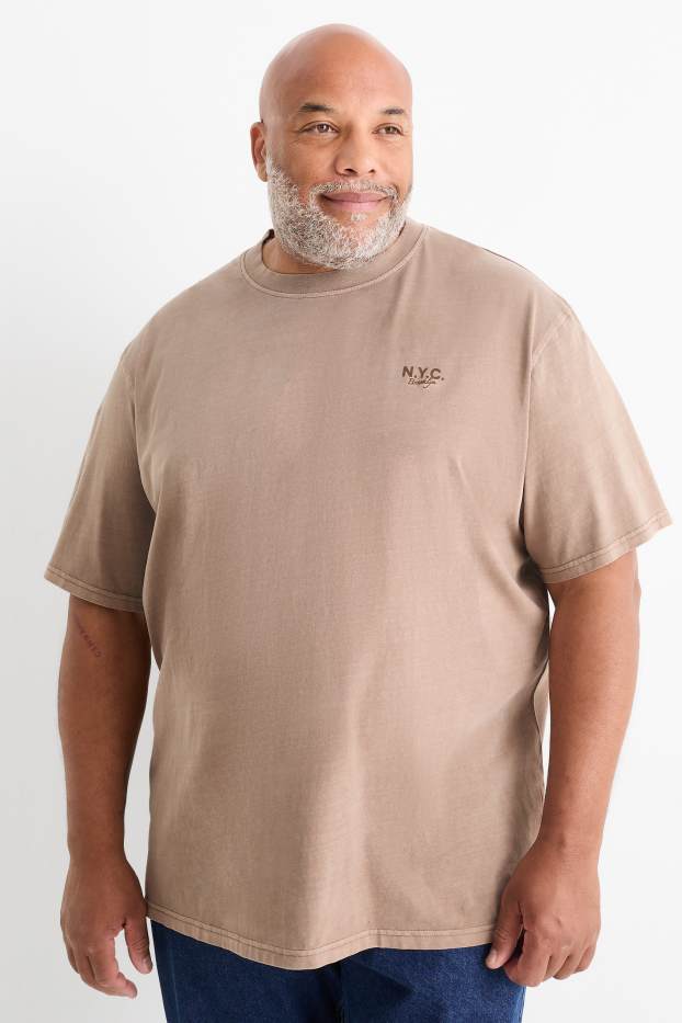 Bărbați - Tricou - relaxed fit - maro deschis