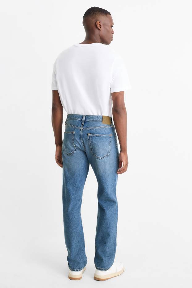 Bărbați - Regular jeans cu fentă cu nasturi - denim-albastru