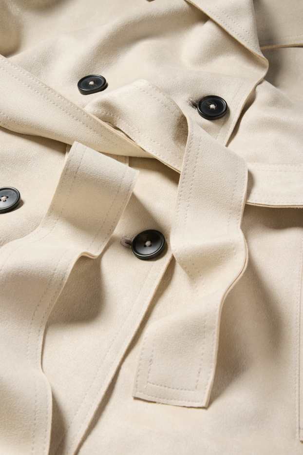 Femei - Vestă lungă - regular fit - imitație de piele întoarsă - bej deschis