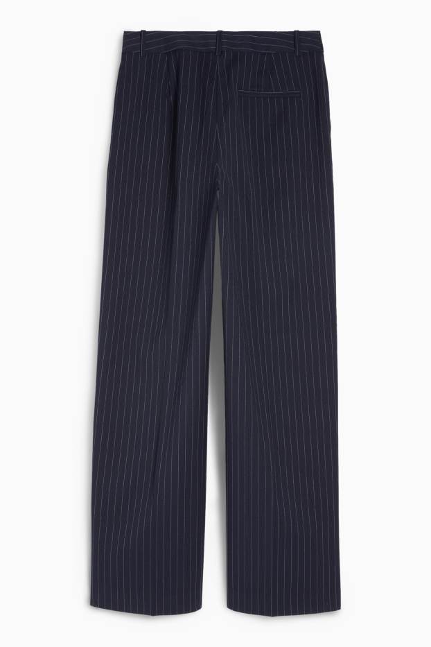Femei - Pantaloni office - talie înaltă - relaxed fit - dungi fine - albastru închis