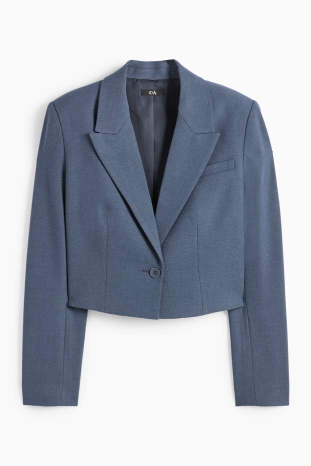 Femei - Blazer crop - regular fit - structurat - albastru închis