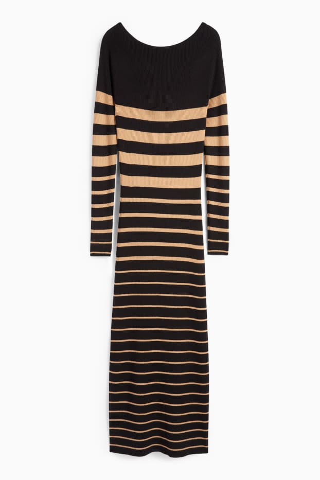 Femei - Rochie din tricot - reiată - cu dungi - negru / nej
