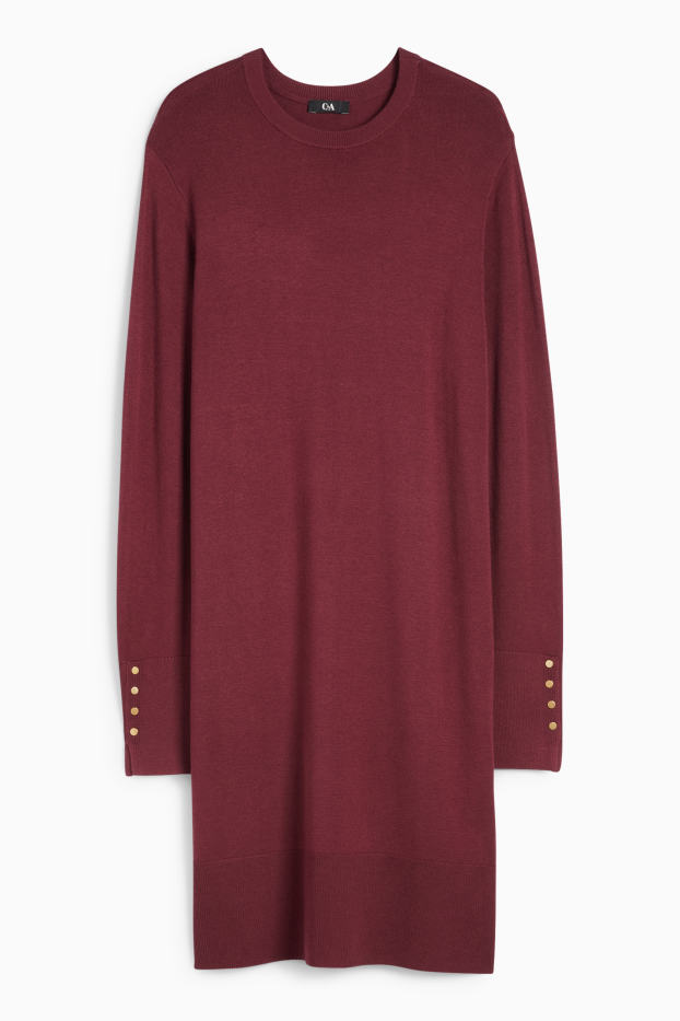 Femei - Rochie din tricot - bordo