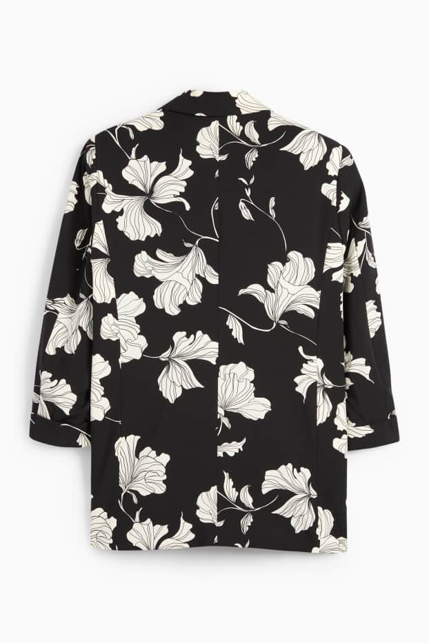 Femei - Blazer office - relaxed fit - cu flori - negru / alb