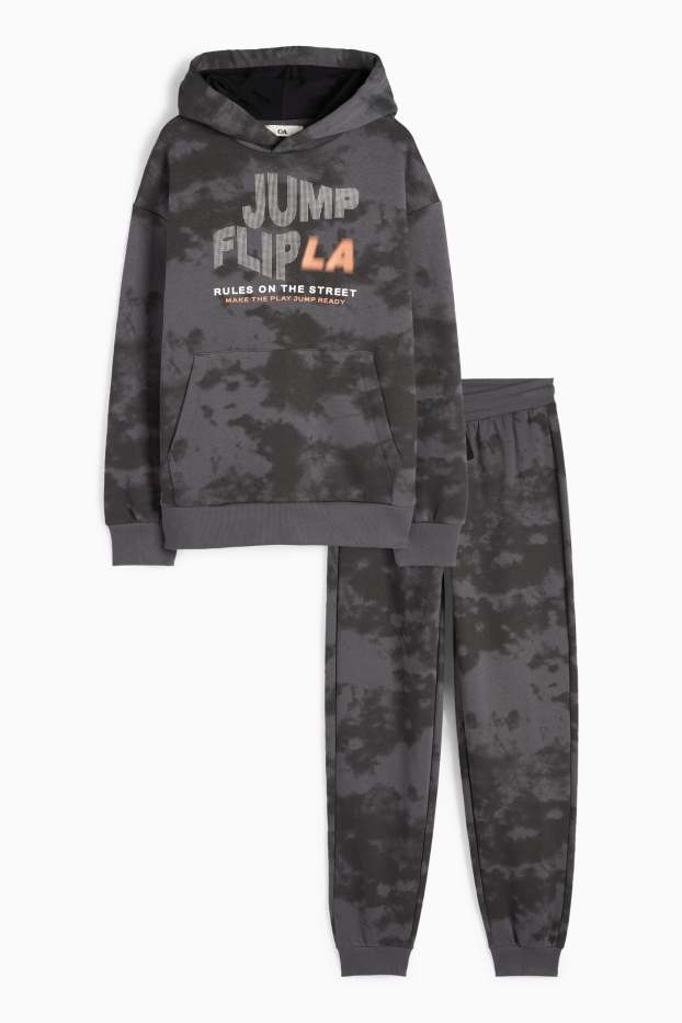 Copii - Băieți - Set - hanorac și pantaloni de trening - 2 piese - cu model - gri închis