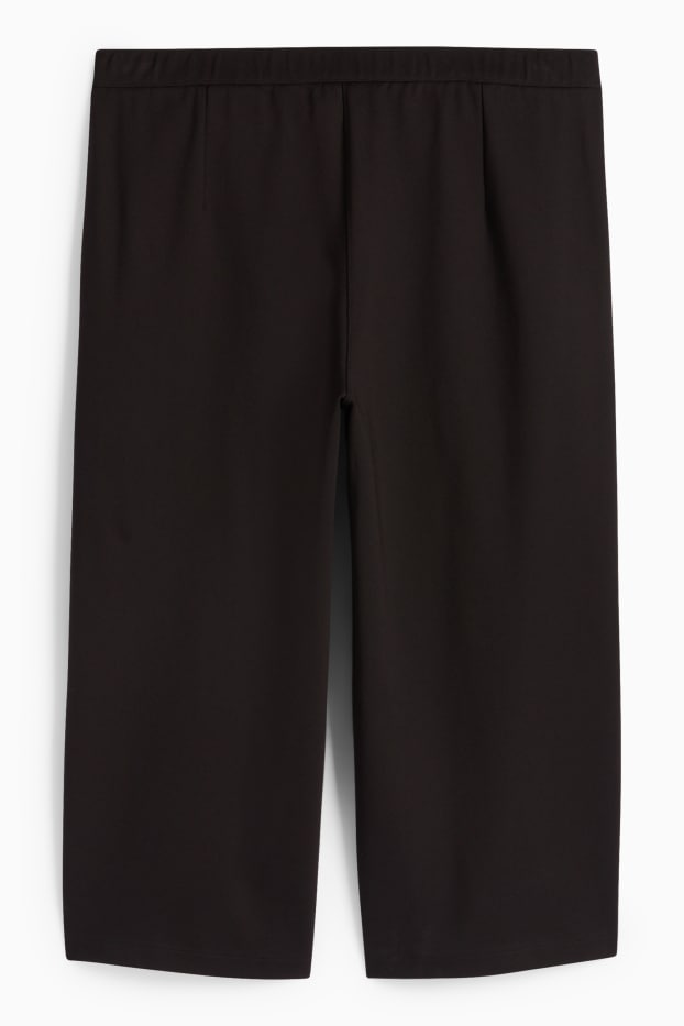 Femei - Pantaloni din jerseu - talie înaltă - wide leg - negru