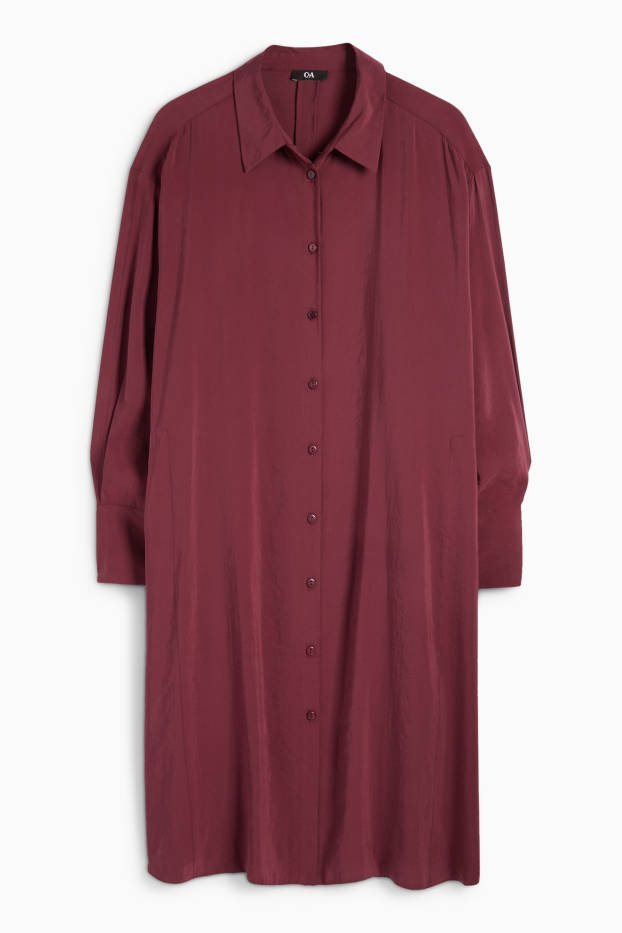 Femei - Rochie tip bluză - bordo