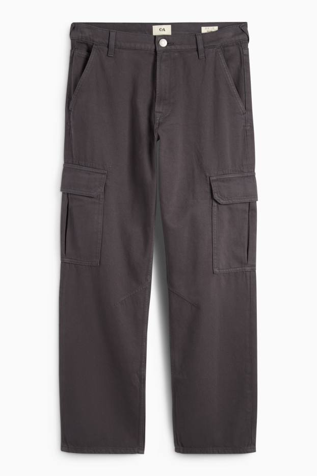 Bărbați - Pantaloni cargo - relaxed fit - gri închis