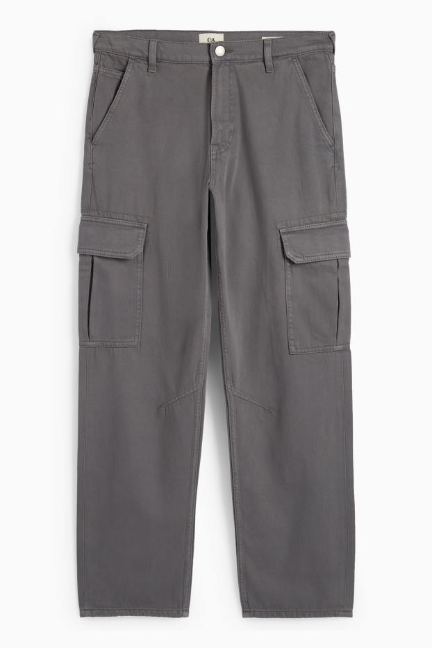 Bărbați - Pantaloni cargo - relaxed fit - gri închis