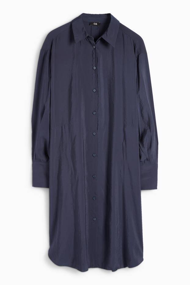 Femei - Rochie tip bluză - albastru închis