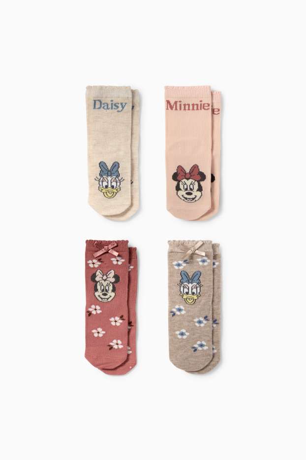 Bebeluși - fete - Multipack 4 perechi - Disney - șosete bebeluși cu motive - roz închis