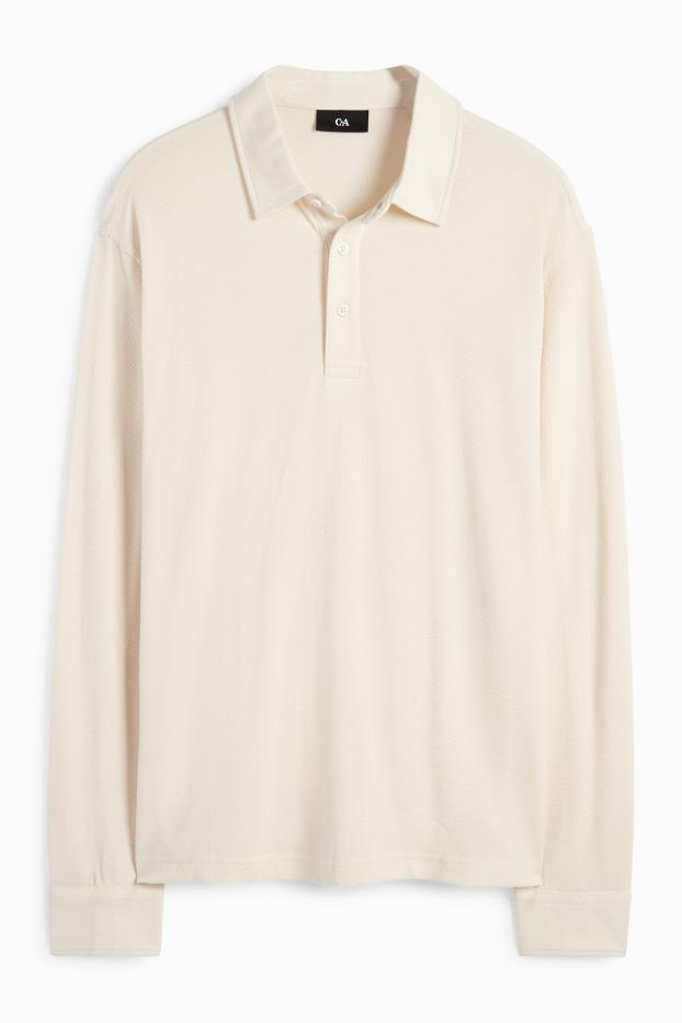 Bărbați - Tricou polo - regular fit - structurat - bej deschis