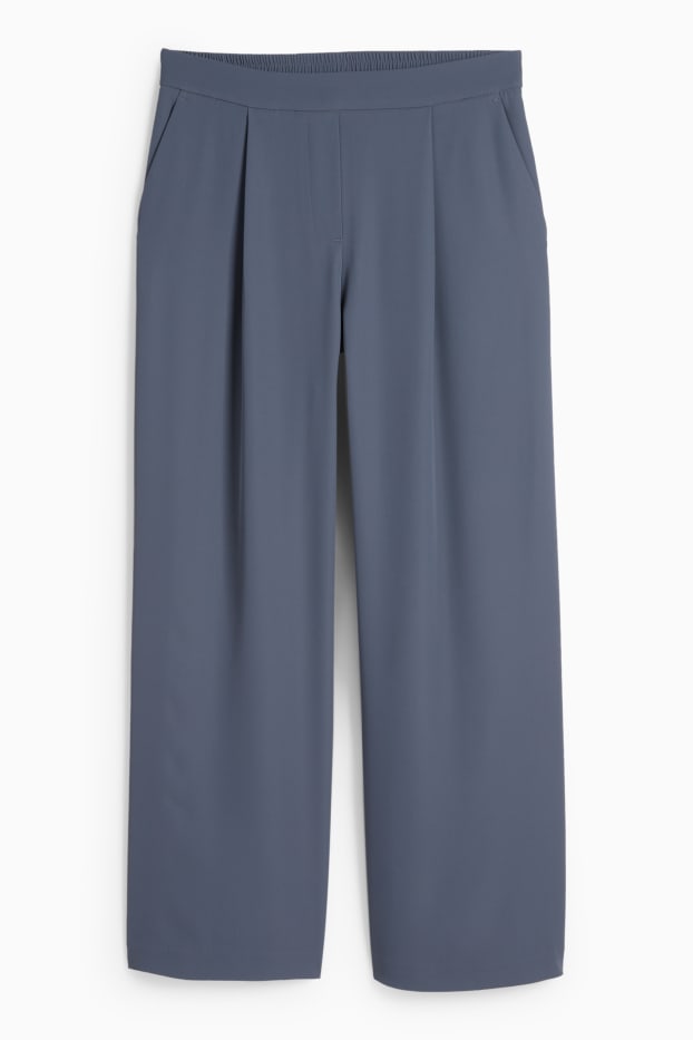 Femei - Pantaloni de stofă - talie medie - straight fit - gri închis
