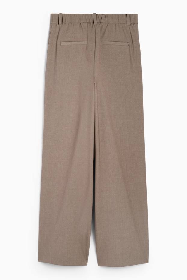 Femei - Pantaloni office - talie medie - wide leg - maro