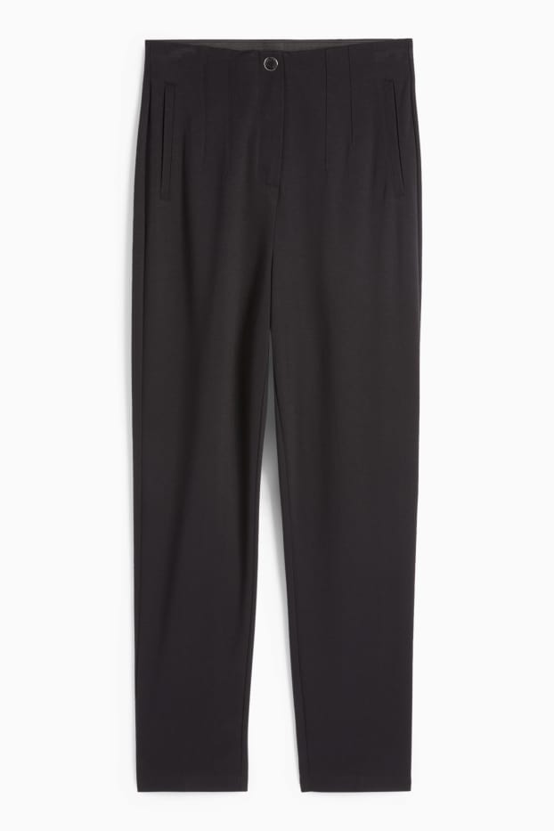 Femei - Pantaloni din jerseu - talie înaltă - slim fit - negru