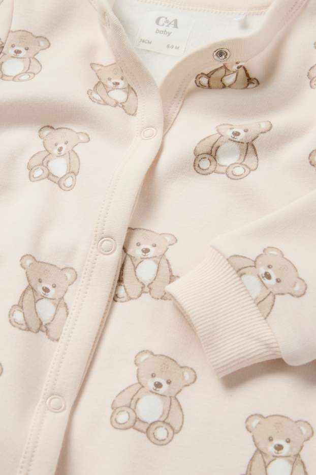 Bebeluși - fete - Ursuleți - pijama salopetă bebeluși - bej