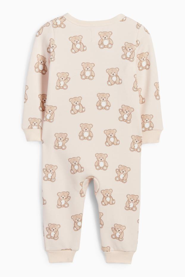Bebeluși - fete - Ursuleți - pijama salopetă bebeluși - bej